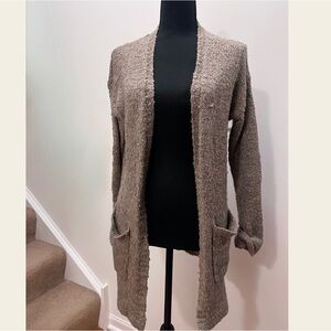Cozy Brown Long Cardigan - Woven Heart
